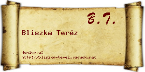 Bliszka Teréz névjegykártya